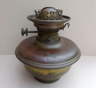 ANTIQUE VICTORIAN BRASS OIL LAMP RESERVOIR WITH HINKS DUPLEX No 2 BURNER 3