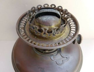 ANTIQUE VICTORIAN BRASS OIL LAMP RESERVOIR WITH HINKS DUPLEX No 2 BURNER 5