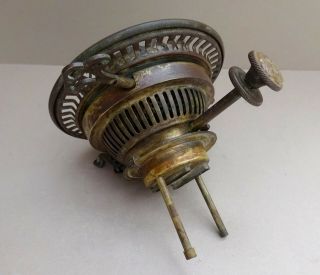 ANTIQUE VICTORIAN BRASS OIL LAMP RESERVOIR WITH HINKS DUPLEX No 2 BURNER 7