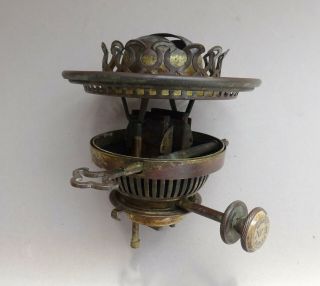 ANTIQUE VICTORIAN BRASS OIL LAMP RESERVOIR WITH HINKS DUPLEX No 2 BURNER 8