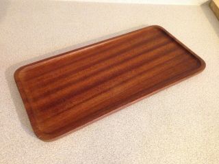 Vintage Mid Century Modern Solid Teak Serving Tray,  Teak Serving Platter