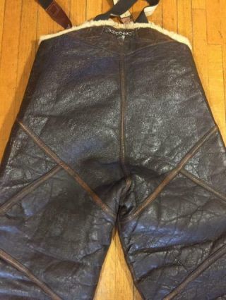 VINTAGE WW2 US ARMY AIR FORCES LEATHER SHEARLING A - 3 FLIGHT PANTS B - 3 4