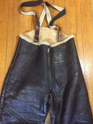 VINTAGE WW2 US ARMY AIR FORCES LEATHER SHEARLING A - 3 FLIGHT PANTS B - 3 6