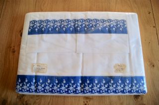 Vintage Pair Swiss Embroidered Egyptian Cotton Sheets,  2 Pillowcases