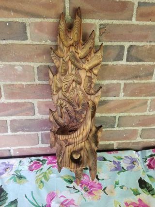Brutalist Hand Carved Wall Sconce Artist Signed??? Mid Century Witco Style