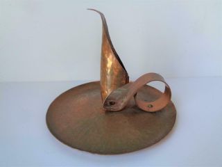 Higgins California Marked Old Arts & Crafts Handmade Metal Copper Candlestick