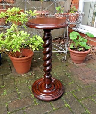 Lovely Vintage French Solid Oak Turned Barleytwist Stand Flowers Display Plants