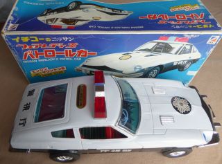 Nissan Fairlady - Z Police Patrol Car Vintage Tin Toy Friction Powered Ichiko