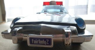Nissan Fairlady - Z Police Patrol Car Vintage Tin Toy Friction Powered ICHIKO 4