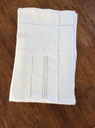Antique French Fine Linen Sheet With Exquisite Decoration 2m,  Wide And 3m,  Long