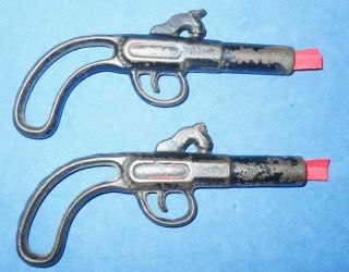 Pair 4th Of July 1870s Era Stevens Firecracker Pistols Cast Iron Toy