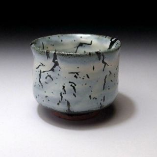 EQ12 Japanese Sake cup,  Hasami Ware by Famous Akitoshi Kurosaki,  Draft ice glaze 5