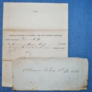 Cw Doc.  & Cover April 1865 - Capt.  Thomas J.  Moore Co.  " A " 206th Regt.  Pa Vols.