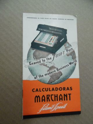 1944 Marchant Calculating Adding Machine Brochure Acr - 8 - D Act - 10 - M Vintage Orig.