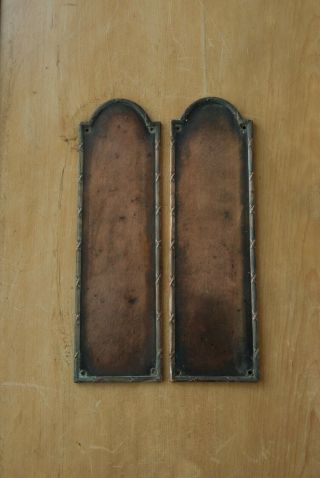 Edwardian Finger Plates Vintage Door Push Antique Copper Plated Brass 4