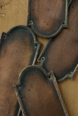 Edwardian Finger Plates Vintage Door Push Antique Copper Plated Brass 8