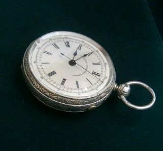 15 Jewel English Silver Key Wind Chronograph From 1884