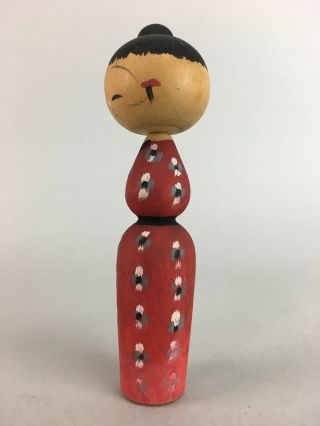 Japanese Kokeshi Doll Vtg Wood Carving Figurine Chinese Clothes Bobblehead KF170 3