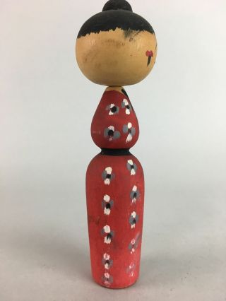 Japanese Kokeshi Doll Vtg Wood Carving Figurine Chinese Clothes Bobblehead KF170 5