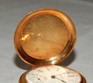 Antique Waltham Riverside Size 0 17 Jewels 18k Solid Gold Ornate Pocket Watch 6