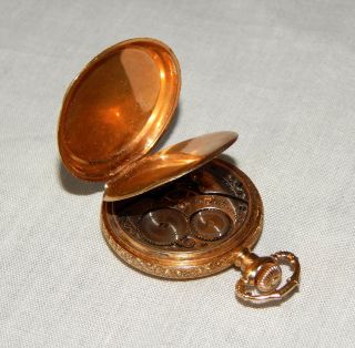 Antique Waltham Riverside Size 0 17 Jewels 18k Solid Gold Ornate Pocket Watch 7
