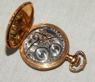 Antique Waltham Riverside Size 0 17 Jewels 18k Solid Gold Ornate Pocket Watch 8