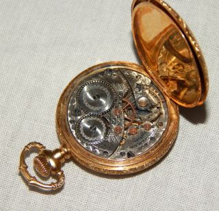 Antique Waltham Riverside Size 0 17 Jewels 18k Solid Gold Ornate Pocket Watch 9