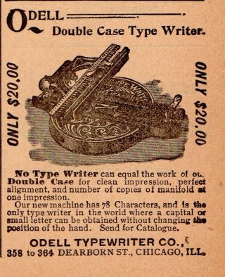 1893 Odell Typewriter Company,  Chicago,  Illinois Advertisement