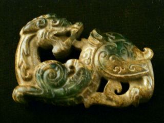 Good Quality Chinese Old Jade Carved Dragon Pendant S222