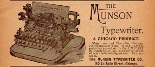1893 Munson Typewriter Company,  Chicago,  Illinois Advertisement