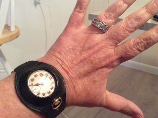 Rare 1917 Elgin Sidewinder Pocket Watch 7 Jewels with Orig.  Leather Wrist Strap 10