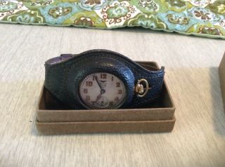 Rare 1917 Elgin Sidewinder Pocket Watch 7 Jewels With Orig.  Leather Wrist Strap