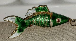 Vintage Chinese Enamel Articulated Koi Fish Pendant