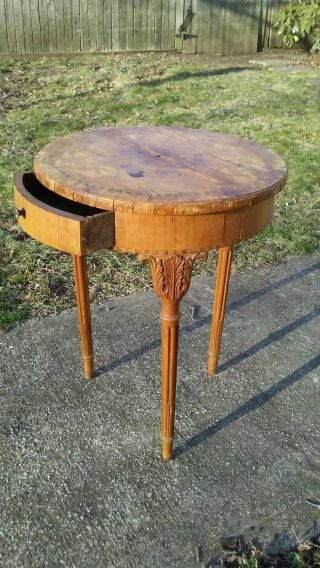 Vintage Mid Century Italy Maple Wood Inlay Accent Side Table Antique Retro Decor