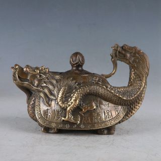 Chinese Rare Brass Dragon Turtle Teapot Made During The Kangxi Period