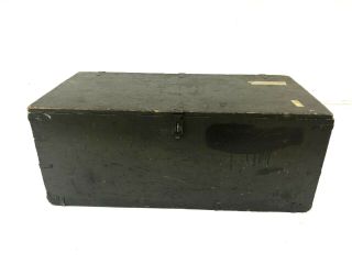 Vintage Wood Foot Locker Military Us Army Trunk Chest Green Coffee Table Box Ww2