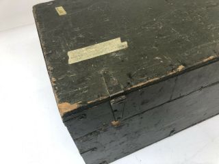 Vintage WOOD FOOT LOCKER military US army trunk chest Green coffee table box ww2 2