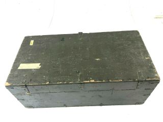 Vintage WOOD FOOT LOCKER military US army trunk chest Green coffee table box ww2 3