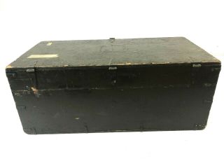 Vintage WOOD FOOT LOCKER military US army trunk chest Green coffee table box ww2 4