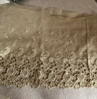 Approx 7 Meters Of 20 Cm Wide Antique Lace /lace Border.  In