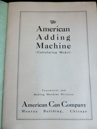 INSTRUCTIONS FOR OPERATING AMERICAN ADDING CALCULATING,  3 INSTRUCTION SHEETS 2