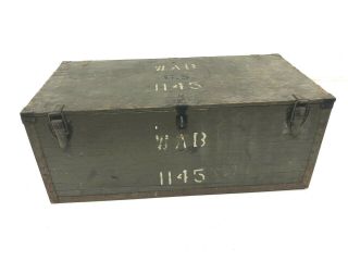 Vintage Wood Foot Locker Military Us Army Trunk Chest Green Storage Box Ww2 1942
