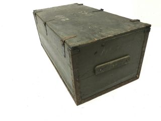 Vintage WOOD FOOT LOCKER military US army trunk chest Green storage box ww2 1942 7