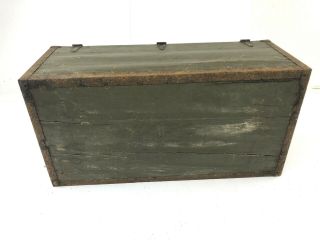 Vintage WOOD FOOT LOCKER military US army trunk chest Green storage box ww2 1942 8