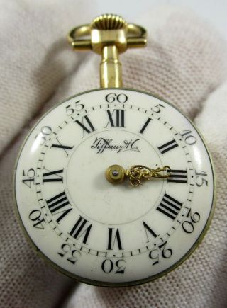 Authentic Tiffany & Co.  Pocket Watch 18K Yellow Gold Case Tube Crown Bow 2