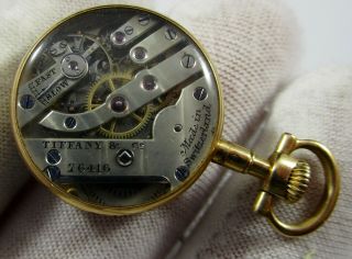 Authentic Tiffany & Co.  Pocket Watch 18K Yellow Gold Case Tube Crown Bow 4