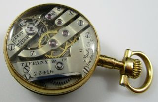Authentic Tiffany & Co.  Pocket Watch 18K Yellow Gold Case Tube Crown Bow 6