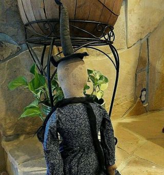 Ooak Primitive Artist Made Cloth Rag Large Lobelia Witch Doll By Tina Lewonski