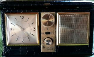 Vintage Electro Brand Travel Radio Alarm Clock In Leather Case,  Great