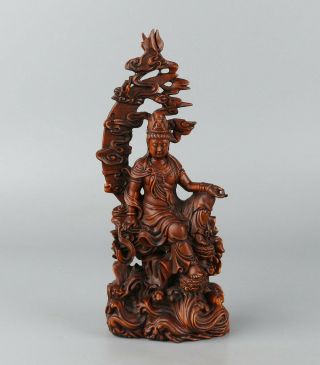 Chinese Exquisite Hand - Carved Guanyin Carving Boxwood Statue